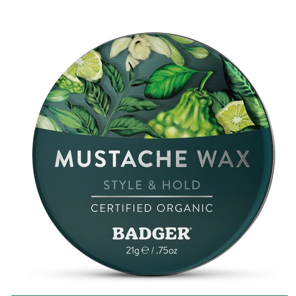 Badger Mustache Wax Certified Organic Style & Hold Grooming Tin 0.75oz 21g